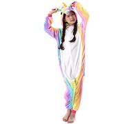 ULEEMARK Enfant Fille Garçon Anime Animal Halloween Costume Cosplay Combinaison Pyjama Outfit Nuit Vêtements Onesie Soirée de Déguisement Unisexe Coloré Licorne pour Hauteur 90-148CM
