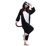 ULEEMARK Kigurumi Adulte Unisexe Anime Animal Costume Cosplay Combinaison Pyjama Outfit Nuit Vetements Onesie Halloween Costume Soiree de Deguisements, Chat Noir