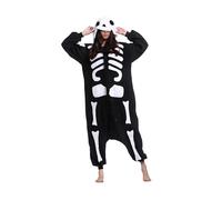 ULEEMARK Squelette Unisexe Anime Kigurumi Adulte Pyjama Femme Onesie Adulte Ado Hivers Couple Halloween Costume Carnaval Combinaison Vêtements De Nuit M