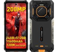 Ulefone Armor 26 Ultra Téléphone Portable Incassable 5G, Caméra 200MP+64MP+50MP, téléobjectif 3,2X, 24Go + 512Go Android 13, 15600mAh Batterie/120W Smartphone Incassable, 6,78" FHD+ 120 Hz 121 dB Noir