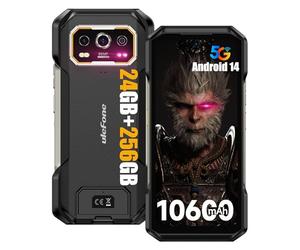 Ulefone Armor 27 Pro Téléphone Portable Incassable 5G, 10600mAh Smartphone Incassable 24Go+256Go/SD-2TB Android 14 Caméra 64MP+50MP+50MP+32MP, 6,78" FHD+ 120 Hz Charge Rapide 33W GPS/NFC/OTG Noir