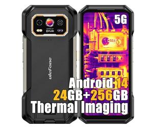 Ulefone Armor 27T Pro Thermal 5G Smartphone Portable Incassable, 24Go+256Go Android 15 Téléphone Débloqué, Imagerie Thermique + 64MP, 6.78" FHD+, 10600mAh Smartphone Etanche, 4G LTE 5G NFC OTG GPS