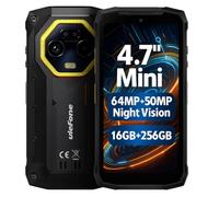 Ulefone Armor Mini 20 4G Smartphone Incassable, Taille de Paume, 16Go+256Go, Batterie 6200mAh Recharge sans Fil, Caméra Vision Nocturne 64MP+50MP, 4,7" HD+90Hz, IP68 Étanche Android 14, NFC GPS