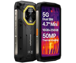 Ulefone Armor Mini 20T Pro 5G Imagerie Thermique (Lepton 3.5) Smartphone Incassable, Taille de Paume, 16Go+256Go, Batterie 6200mAh Charge sans Fil, Caméra 50MP, 4.7" HD+, IP68 IP69K Android 14, NFC