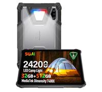 Ulefone Armor Pad 5 Pro Tablette Incassable 5G avec 24200mAh, Android 15 Dimensity 7400X 32Go+512Go, 11" FHD+ Tablette Robuste 1000LM Lampe Camping, 64MP + Vision Nocturne 64MP IP68K Étanche, NFC/GPS