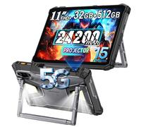 Ulefone Armor Pad 5 Ultra 5G Tablette Tactile Incassable avec Projecteur,24200mAh 120W, Ecran 11'' 2.4K, 32Go+512Go/2To Tablet Android 15, 64MP+64MP, 3W*2 Haut-Parleur,Lumière LED 1000LM,IP68,NFC,OTG