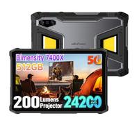Ulefone Armor Pad 5 Ultra Tablette Incassable 5G avec Projecteur 200LM, 11 Pouces FHD+, 16Go+256Go(TF 2To), 24200mAh(120W), Tablette Android 15, IP68/69K Robust, Noir