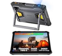 Ulefone Armor Pad 5 Ultra Tablette Incassable 5G avec Projecteur 200LM, 24200mAh IP68/69K Étanche, Dimensity 7400X 32Go+512Go Tablette Rugged, Android 15, FHD+ 11" 64MP + Vision Nocturne 64MP, NFC/GPS