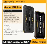 Ulefone-Armor X12 Pro,Android 13, jusqu'à 8 Go + 64 Go, 4860mAh,13MP, 5.45 ", 4G, NDavid, version globale, touristes, 4G, Typermanence, 3 emplacements pour cartes Orange