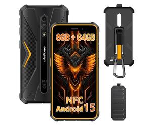 Ulefone Armor X12 Pro Android 15 Telephones Portable Incassable, 8Go de RAM + 64Go de ROM Téléphone Incassable, Caméra 13MP, 5.45 "HD+, Batterie 4860mAh, 4G Dual SIM/NFC/GPS/IP69K