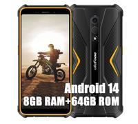 Ulefone Armor X12 Pro Telephone Portable Incassable, Android 14 Smartphone Débloqué, 8Go+64Go, 4860mAh, Octa-Core, 13MP+8MP, 5.45" Smartphone Etanche, Dual SIM 4G/GPS/NFC/Face ID/FM/OTG, Orange