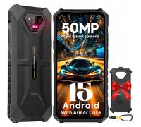 Ulefone Armor X13 Telephone Incassable Android 15, 12Go+64 Go ROM/SD 256Go, Écran 6.52"HD+, 50MP+24MP Vision Nocturne, 6320mAh, Smartphone Incassable 4G Dual SIM/NFC/Fingerprint/Face ID/GPS/IP69K-Noir