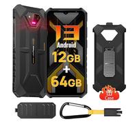 Ulefone Armor X13 Telephone Portable Incassable Android 14, Batterie 6320mAh,12Go+64Go/SD 256Go,Smartphone Incassable, 50MP+24MP Nocturne Vision, 6,52" HD+, 4G Dual SIM/Face ID/GPS/NFC/Noir