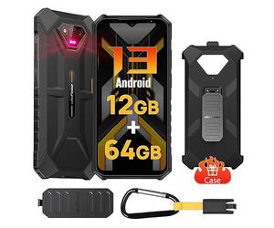 Ulefone Armor X13 Telephone Portable Incassable Android 14, Batterie 6320mAh,12Go+64Go/SD 256Go,Smartphone Incassable, 50MP+24MP Nocturne Vision, 6,52" HD+, 4G Dual SIM/Face ID/GPS/NFC/Noir