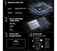 Ulefone Armor X16 T¿¿l¿¿phone Portable Incassable Android 15, 12Go+128Go/SD-2TB 10360mAh Smartphone 48MP+16MP+20MP Vision Nocturne, Flashlight/3-Slots/6,56""/Octagon Dome-Inspired/GPS/OTG/NFC Or