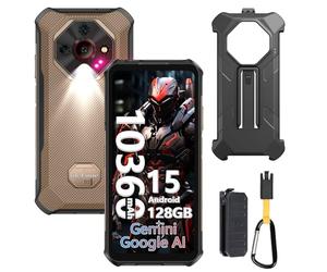 Ulefone Armor X16 Téléphone Portable Incassable Android 15, 12Go+128Go/SD-2TB 10360mAh Smartphone 48MP+16MP+20MP Vision Nocturne, Flashlight/3-Slots/6,56"/Octagon Dome-Inspired/GPS/OTG/NFC Ambre