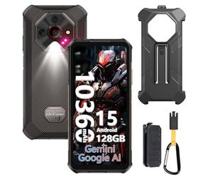 Ulefone Armor X16 Téléphone Portable Incassable Android 15, 12Go+128Go/SD-2TB 10360mAh Smartphone 48MP+16MP+20MP Vision Nocturne, 6,56" 3-Slots/Flashlight/Face ID/Fingerprint/GPS/OTG/NFC Noir