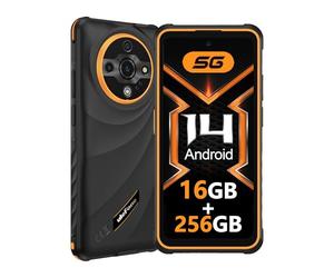 Ulefone Armor X31 Pro Téléphone Portable Incassable 5G, 6050mAh Batterie Smartphone 16Go+256Go/SD-2TB Android 14 Caméra 64MP+25MP, 6,56" 120Hz 3-Slots/Flashlight/Face ID/Fingerprint/GPS/OTG/NFC Orange