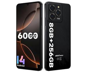 Ulefone Note 20 Pro Téléphone Portable, 8Go+256Go/TF-1TB, Android 14 Smartphone, Caméra 50MP+8MP, Écran 6.75" HD+ Widevine L1, 6000mAh Batterie, Octa Core Dual SIM GPS/OTG/Face ID/Fingerprint Noir