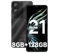 Ulefone Note 21 Téléphone Portable 2025, 8Go+128Go/TF-1TB, Android 14 Smartphone, Caméra 13MP+8MP, Écran 6.56" HD+, 5000mAh Widevine L1, 4G Dual SIM/Fingerprint/Face ID/GPS/OTG/FM 2Ans Garantie Noir