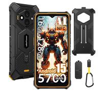 Ulefone RugKing 3 Pro Android 15 Téléphone Portable Incassable,570OmAh,16Go+128Go/2To Smartphone Incassable,6,56" 120Hz,Octa-Core,48MP+8MP,120LM Super Torch,IP68/3-Slots/NFC/GPS/OTG/Gemini Al Orange