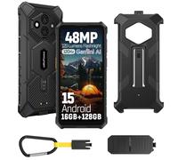 Ulefone RugKing 3 Pro Téléphone Portable Incassable Android 15, 16Go+128Go/SD-2To 5700mAh Batterie Octa-Core AI Smartphone 48MP + 8MP Caméra, 6,56" 120Hz/120LM Super Torch/3-Slots/OTG/GPS/NFC Noir