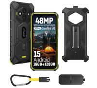 Ulefone RugKing 3 Pro Téléphone Portable Incassable Android 15, 16Go+128Go/SD-2To 5700mAh Batterie Octa-Core AI Smartphone 48MP + 8MP Caméra, 6,56" 120Hz/120LM Super Torch/3-Slots/OTG/GPS/NFC Vert