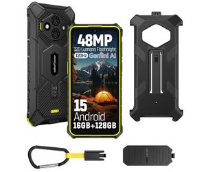 Ulefone RugKing 3 Pro Téléphone Portable Incassable Android 15, 16Go+128Go/SD-2To 5700mAh Batterie Octa-Core AI Smartphone 48MP + 8MP Caméra, 6,56" 120Hz/120LM Super Torch/3-Slots/OTG/GPS/NFC Vert