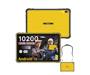 Ulefone RugKing Pad 2 Pro Tablette Incassable Android 16, IP68K Robuste 10200mAh, IP68K Écran 10,1" 90Hz 600 nits, 16GB+256GB Tablette avec eSIM, Caméra 48MP Étanche, 4G Double LTE, NFC,GPS,OTG,Jaune