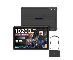 Ulefone RugKing Pad 2 Pro Tablette Incassable Android 16, Tablette Tactile Robuste 10.1" IP68K 16GB+256GB, Écran 90Hz 600 nits, 10 200mAh + eSIM 4G LTE, Caméra 48MP Étanche, NFC/GPS/OTG/5G WiFi/Noire