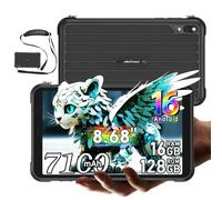 Ulefone Rugking Pad Pro 8.0 Pouces Tablettes Tactiles Incassable, Android 16 Tablette Incassable, 16Go+128Go+2To Tablet Portable Incassable, 7100mAh, 16MP+8MP, 4G LTE, 5G WiFi/GPS/OTG/NFC/FM, Noir