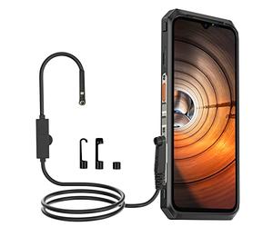 Ulefone RugKing Series Endoscope d'inspection double caméra étanche IP67 avec câble semi-rigide de 2 mètres, 7 LED à intensité variable, pour Armor 34/33/30 Pro/29/28 Ultra/27/27T/26/24