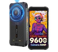Ulefone RugKing Téléphone Portable Incassable IP68K 128Go ROM, 9600mAh, Android 15 Octa-Core AI, 16Go RAM/SD-2To, Caméra 50MP Étanche 5,99" HD+, Haut-Parleur 126dB, LED 126lm, 3-Slots SIM, NFC/OTG/GPS