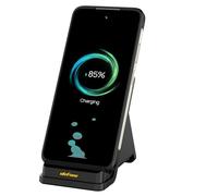 Ulefone Support de charge flash sans fil 50 W, refroidi par air, charge rapide sûre avec design double bobine, certifié Qi, refroidissement efficace et dissipation thermique silencieuse pour Armor 23
