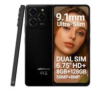 Ulefone Téléphone Portable Débloqué Android 14 Note 20 Pro, 6,75'' HD+ Grand Ecran, 8 Go RAM+128 Go ROM, 50MP+8MP+2MP Caméra, Smartphone Dual SIM, Batterie 6000mAh, Empreinte Digitale, GPS, Noir