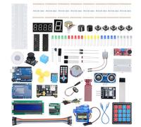 Ulegqin Kit de démarrage avec kit électronique Arduino y compris modules Rev3, relais, servo 9G, planche d'essai, différentes LED, capteur, résistance compatible avec le kit de démarrage Arduino avec