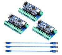 Ulegqin Nano-V3 Module avec Puce CH340 + Nano I/O Shield V1.O Carte d'extension Simple avec bornes à vis Compatible avec Arduino Nano (3 pièces)