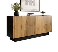ULEVR buffet de rangement rectangulaire moderne 160 cm - avec tablette réglable salon ou salle à manger noir et bois