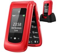 uleway 2G Téléphone Portable Senior Clapet Débloqué avec Grandes Touches,GSM Big Volume Bouton SOS,Stazione di ricarica 2.4 Dual LCD Display，Basique Telephone Mobile pour Personne Agée