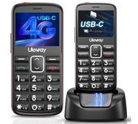 uleway 4G Telephone Portable Senior Débloqué avec Grosse Touche, USB C Chargement, Téléphone Portable Basique Personnes Agées avec LCD 2,4", SOS Taste,Station de Charge,Utiliser Nano SIM (Noir)