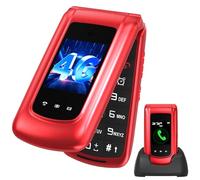uleway T380D Telephone Portable Senior 4G, Téléphone à Clapet Débloqué avec Grandes Touches, Double Écran 2,4"+1,77",Caméra,HD Voice,SOS,Socle Chargeur Inclus