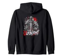 Ulfberht Épée Viking Loup Runes Norse Rouge Lune Sweat à Capuche