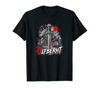 Ulfberht Épée Viking Loup Runes Norse Rouge Lune T-Shirt