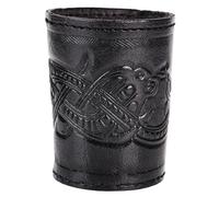 Ulfberth - Coupe à dés Viking avec motif en relief - Cuir véritable - Coupe médiévale en cuir avec gravure (Jelling Style, Noir)