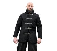 Ulfberth - Long gambeson avec boucles et manches amovibles - Wams médiévaux - Acétone pour jeux de rôle médiévaux - Pour jeux de rôle - LARP - Cosplay - Reconstitution (noir, XL)