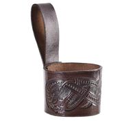 Ulfberth Support en cuir pour corne à boire avec dragon en relief, style gelée, porte-ceinture pour cornes à boire, porte-corne à boire, viking médiéval (style gelée, marron foncé, L (0,4 l/0,9 l))