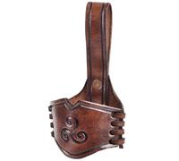 Ulfberth Support en cuir pour corne à boire avec triskèle gaufré - Porte-ceinture pour cornes à boire - Support de ceinture - Viking médiéval (marron foncé, 0,4 l - 0,9 l)
