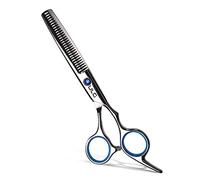 ULG Ciseaux à effiler les cheveux Ciseaux à dents de coupe Coiffeur professionnel Coiffure Texturisation Salon Rasoir Ciseaux Japonais Acier inoxydable avec anneau de doigt amovible 6,5 pouces