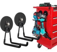 ULIBERMAG Crochet magnétique, crochet magnétique robuste, grande rainure avec crochet de tuyau, scie circulaire, atelier, ensemble de 2 crochets d'outils pour perceuse （Rouge/noir aléatoire）