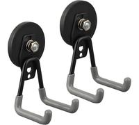 ULIBERMAGNET Lot de 2 crochets magnétiques puissants pour perceuse électrique, outils de jardin, tuyau, disque dur, garage, atelier, pour l'intérieur et l'extérieur (gris)
